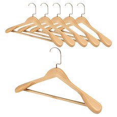 Fortegelt 高級木製防滑方形桿衣架, 原木, 6個