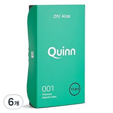 Quinn 001 오 알로에 울트라씬 무꼭지형 콘돔, 12개입, 6개