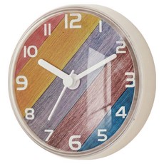 YS 흡착식 방수 욕실 시계, 레인보우 화이트