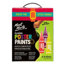 Mont Marte 蒙瑪特 螢光系列 廣告顏料套組, 6色, 60ml, 覆蓋力強, 容易平塗