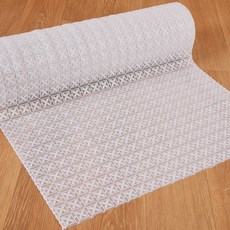 DEKOREA 北歐風蕾絲防水塗層桌布 FL2990, 1個, 寬 50cm x 長 5m, 白色
