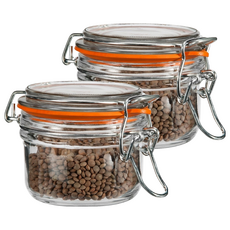Anchor Hocking 扣式玻璃密封罐 橘色 160ml 單件 密封保鮮罐, 2個