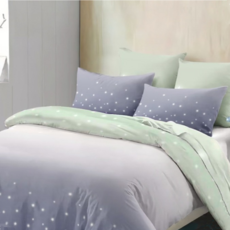 A-ONE 雪紡棉床包組，超柔手感，吸濕排汗，水洗牢度高，活性印染, 璀璨星空, 雙人加大, 床包 + 枕套2個 + 薄被套