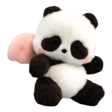 52TOYS Panda Roll 愛意滾滾系列 公仔抱枕毯, 黑色 + 白色