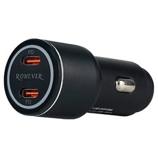 RONEVER PD雙孔車用充電器 60W 27 x 27 x 65mm 31g, PE023, 黑色