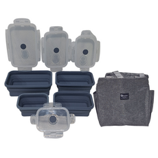 HONDONI 廚房拾光 矽膠摺疊保鮮盒四件組, 含雙口保冷保溫袋, 保鮮盒4個, 1組