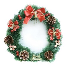 MODACore 摩達客 11吋可愛蝴蝶結聖誕花圈, 紅金色系, 1個