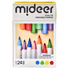 mideer 雙頭可水洗水彩筆 軟尖頭 + 錐頭, 24色, 1盒