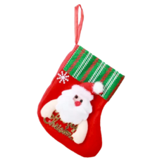 裝飾聖誕襪 Set 5支, 16cm x 13cm, 絨布, 聖誕老公公, 1組, 如圖所示