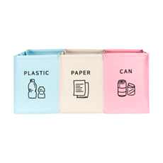 casaru 回收分類垃圾箱 3入, 粉色、天藍色、米色, 1套