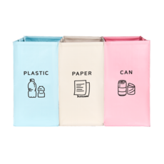 casaru 回收分類垃圾箱 3入, 粉色、天藍色、米色, 1套