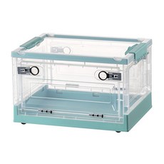 三開摺疊收納箱, 透明色 + 藍色, 60 x 42 x 33.5cm, 1個