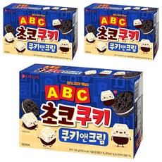 롯데웰푸드 ABC 초코쿠키 쿠키앤크림, 130g, 3개