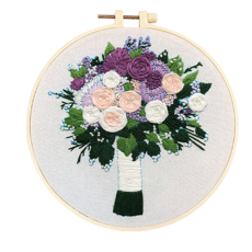 타이탄 DIY 십자수 키트 + 20cm 링 세트, 보라색의빛, 1세트