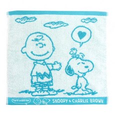 MORINO 摩力諾 SNOOPY愛心款撞色緹花大方巾 柔軟吸水 台灣製造, 藍白色, 1入