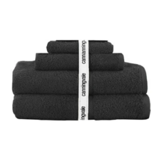 canningvale 坎寧威爾皇家璀璨毛巾4件組 - 黑曜石 100%純棉 浴巾x2+毛巾x1+方巾x1, 黑曜石 黑色, 1組