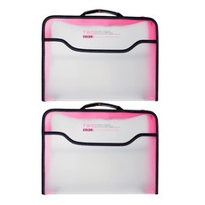 Morning Glory 橫式手提拉鍊文件袋 L號, 2入, 粉色