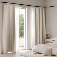 Sarah Haus 99.99% 遮光窗簾 掛鉤式 滑軌式, 深象牙白