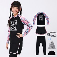 AQUATICA 童款防水泳衣+緊身褲+短褲+泳帽+耳塞+塑膠袋 5款組合 AQA326