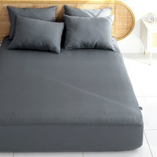 Bassum 素面單層柔軟防蟎床包, 炭灰色
