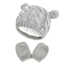 歐美風寶寶保暖帽手套組 帽 + 手套