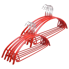 日版 超厚多功能無痕衣架, 紅色, 10個