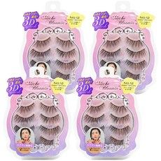 Miche Bloomin 蜜絲綸美 假睫毛 Set 4對入 No.12 Sweet Brown 快速完妝 仿真毛流感, Brown 香醇可可, 4盒