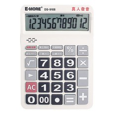 E-MORE 真人發音多功能 12位數桌上型計算機, 白色, 1個