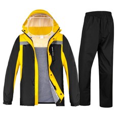 Meirian 摩托車螢光防水雨衣上下套裝, 黃色