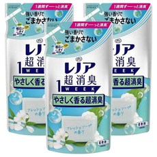 Lenor 蘭諾 日本原裝進口 1WEEK 超強除臭衣物柔軟精補充包 微香, 380ml, 3包