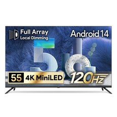 더함 CHiQ 4K QLED MiniLED UHD DLG 120Hz 로컬디밍 돌비 AI 구글 5.0 스마트TV, 140cm(55인치), UA551MINILED Google5.0 120Hz 2025C, 스탠드형, 고객직접설치