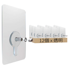 理享家 免釘無痕高承重螺絲貼片12個 18mm, 螺絲貼片 透明, 1組