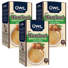 OWL 榛果風味白咖啡三合一隨身包, 20g, 10條, 3盒