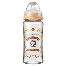 Simba 小獅王辛巴 蘿蔓晶鑽寬口玻璃大奶瓶, 豔陽咖啡, 270ml, 1個