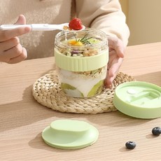 Sarasa 燕麥優格杯 備餐盒 單層 480ml, 1個, 綠色