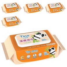 Tino 小安安 嬰兒潔膚濕巾 加厚型, 5包, 80張