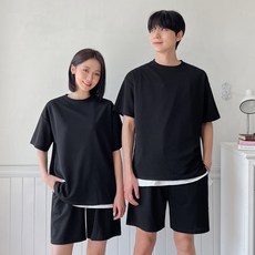 AnotherD 男女通用防皺無痕波浪壓紋短袖短褲運動服套裝