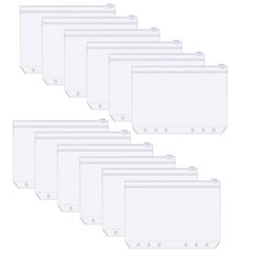 Yumemoa 6孔活頁手帳 PVC拉鍊袋 現金生活 A5 收納整理, 單一顏色, 12個