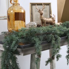 瑪西萬壽菊聖誕無裝飾松果混合花環, 綠色, 1個