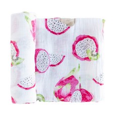 little unicorn 純棉紗布巾 柔軟透氣, 120 x 120cm, 火龍果