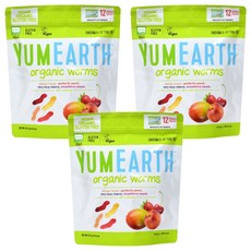 YUMEARTH 水果風味蟲蟲造型軟糖, 芒果+水蜜桃+櫻桃+草莓混合口味, 237.6g, 3個