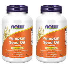 NOW Foods 南瓜籽油膠囊食品, 100顆, 1.4g, 2罐