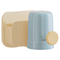 Hanbomnuri 免鑽孔懸浮漱口杯 + 粉彩牙刷牙膏架組合, 藍色, 1套