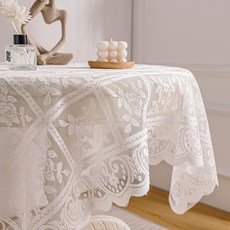 電視劇風格浪漫桌旗, 白色, 120 x 120 cm, 1個