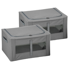 趙恩生活 鋼絲衣物收納箱, 灰色, 2入