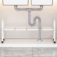 마켓플랜 폭조절 다용도 싱크인 철제 선반 1단, 화이트, 1개