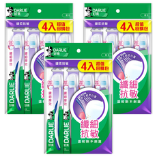 DARLIE 好來 纖細摩效牙刷 顏色隨機, 4支, 3包