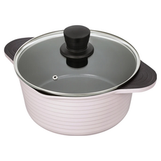 THERMOS 膳魔師 TFP系列 巧易不沾鍋 雙耳附蓋壓鑄湯鍋 24cm 4.0L, 燕麥杏, 1盒