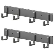 무타공 접착식 다용도 벽걸이 후크 옷걸이 행거 4구, 그레이, 2개