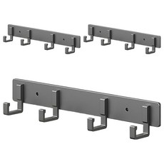 免鑽孔黏貼式多用途壁掛掛鉤衣架掛衣架 4鉤, 灰色, 3個